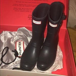 Calf length hunter rain boots